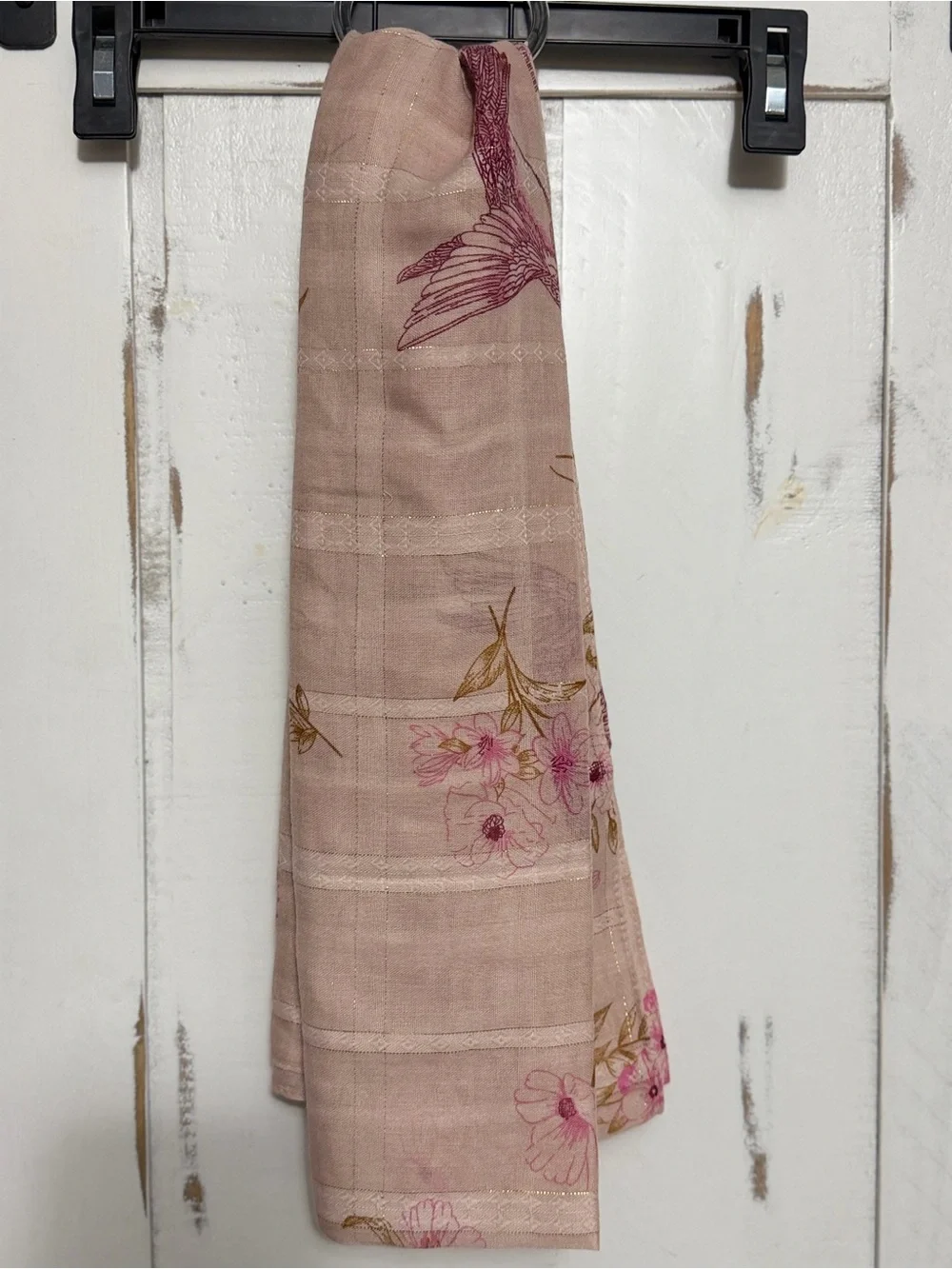 Anne Klein Light Pink Floral Sheer Scarf - Picture 5 of 5